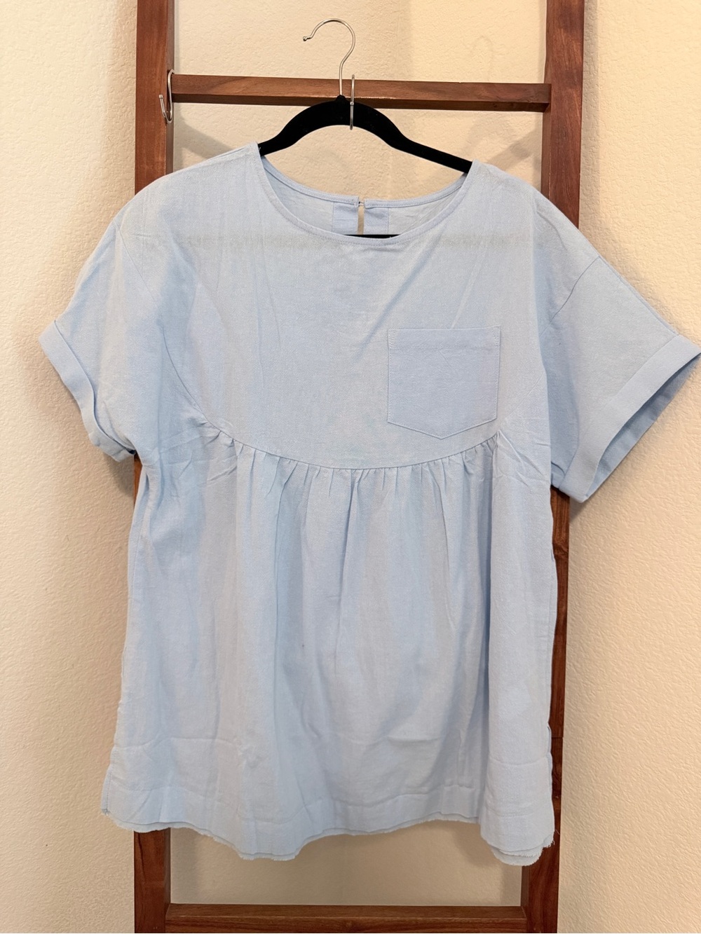 Light Blue Women’s Short Sleeve Babydoll Top Size M